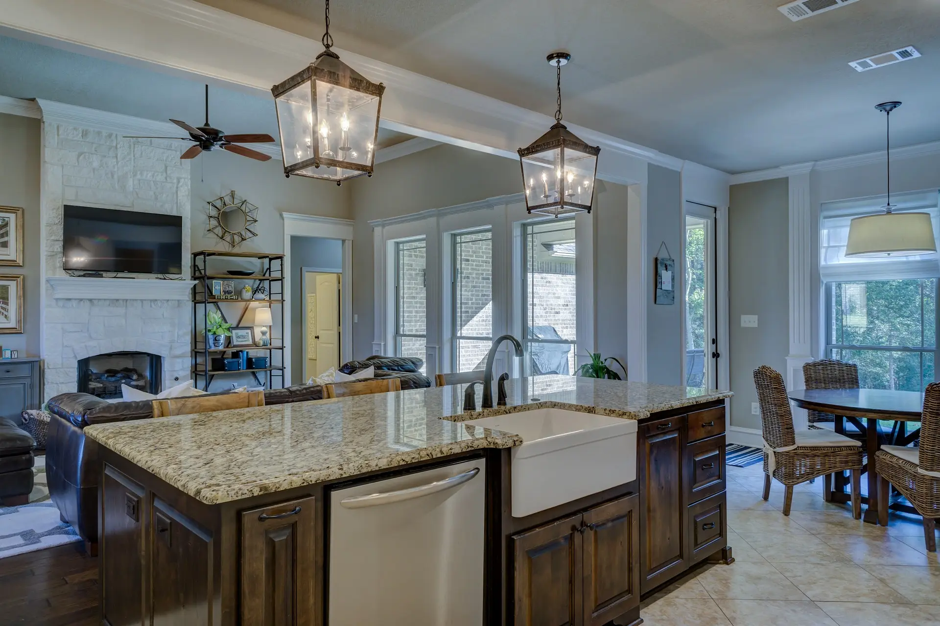 Luxury open-plan kitchen with built-in refrigeration